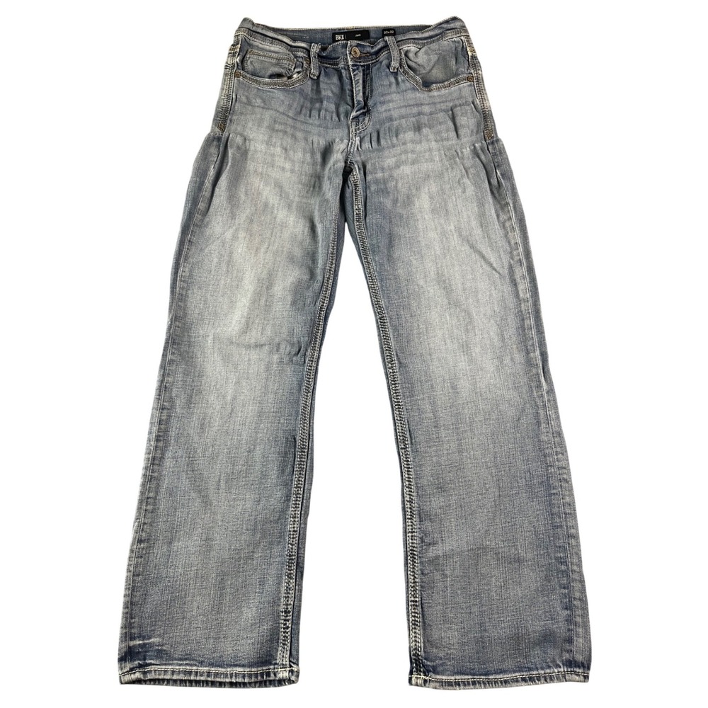 BKE Jake Mens Straight Leg Jeans 33x31* Medium Wash Blue Denim Whiskered
